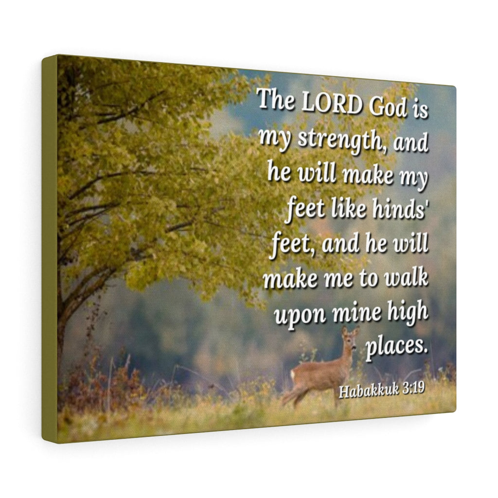Scripture Walls My Strength Habakkuk 3:19 Bible Verse Canvas Christian Wall Art Ready to Hang Unframed-Express Your Love Gifts
