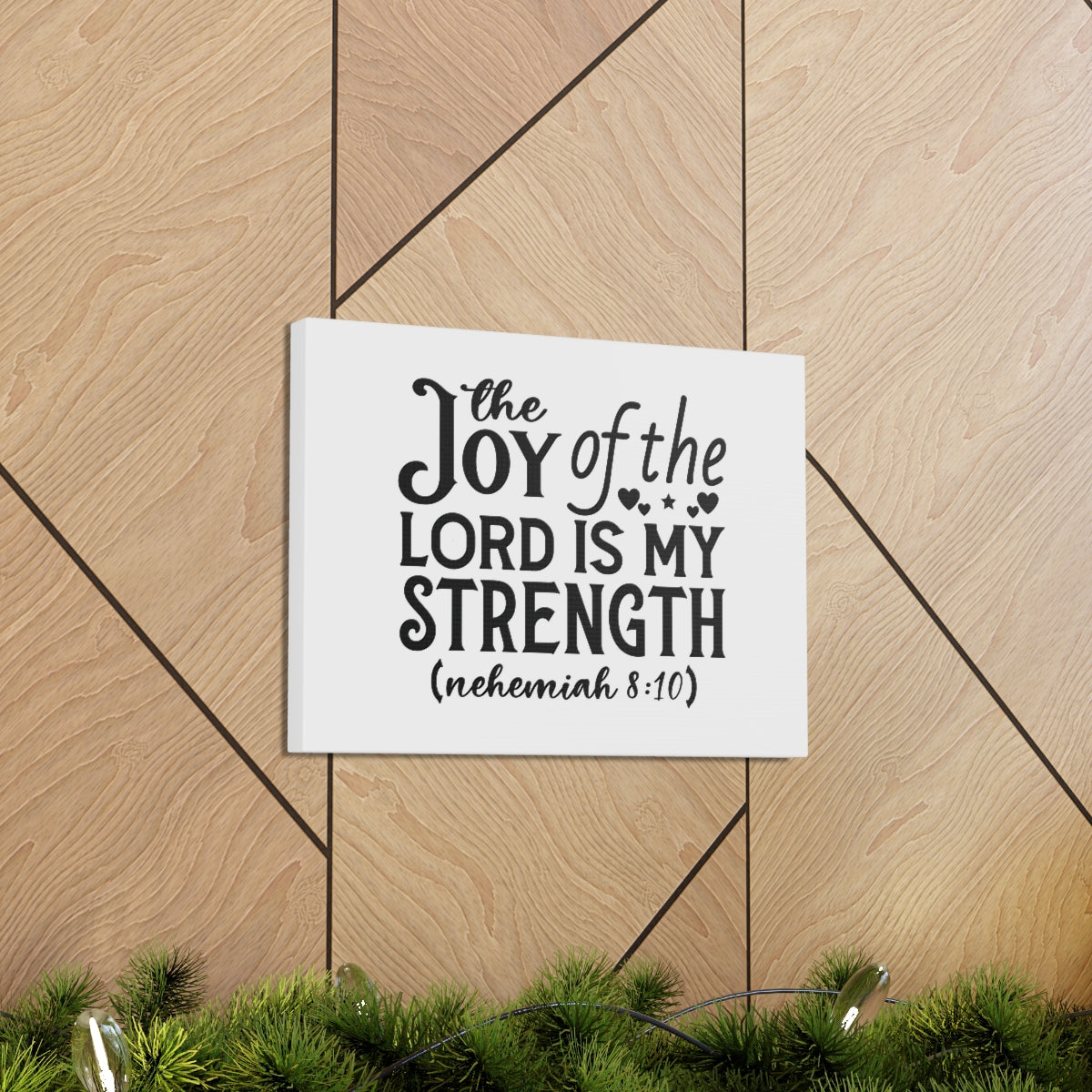 Scripture Walls My Strength Nehemiah 8:10 Hearts Bible Verse Canvas Christian Wall Art Ready to Hang Unframed-Express Your Love Gifts