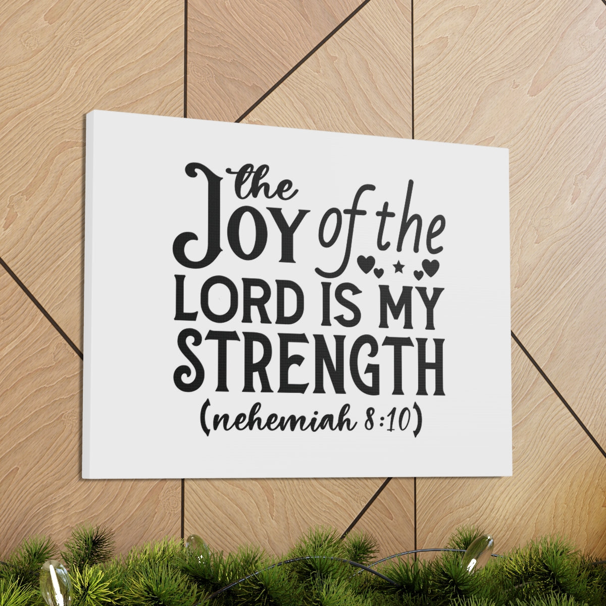 Scripture Walls My Strength Nehemiah 8:10 Hearts Bible Verse Canvas Christian Wall Art Ready to Hang Unframed-Express Your Love Gifts
