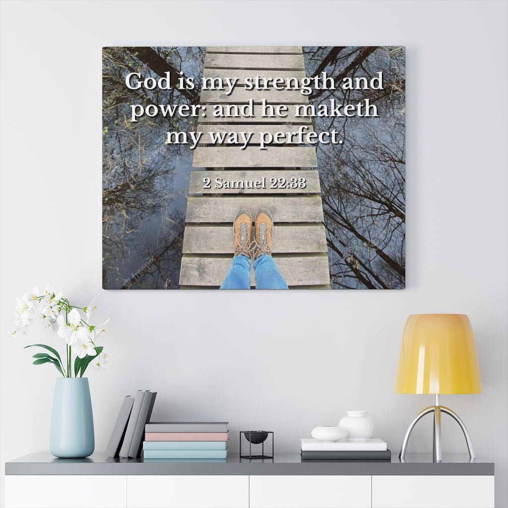 Scripture Walls My Way 2 Samuel 22:33 Bible Verse Canvas Christian Wall Art Ready to Hang Unframed-Express Your Love Gifts