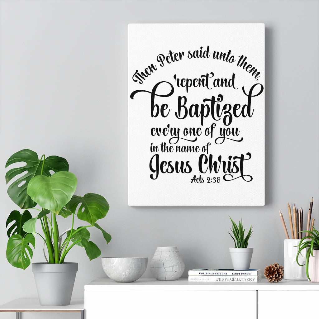 Scripture Walls Name Of Jesus Acts 2:38 Bible Verse Canvas Christian Wall Art Ready to Hang Unframed-Express Your Love Gifts