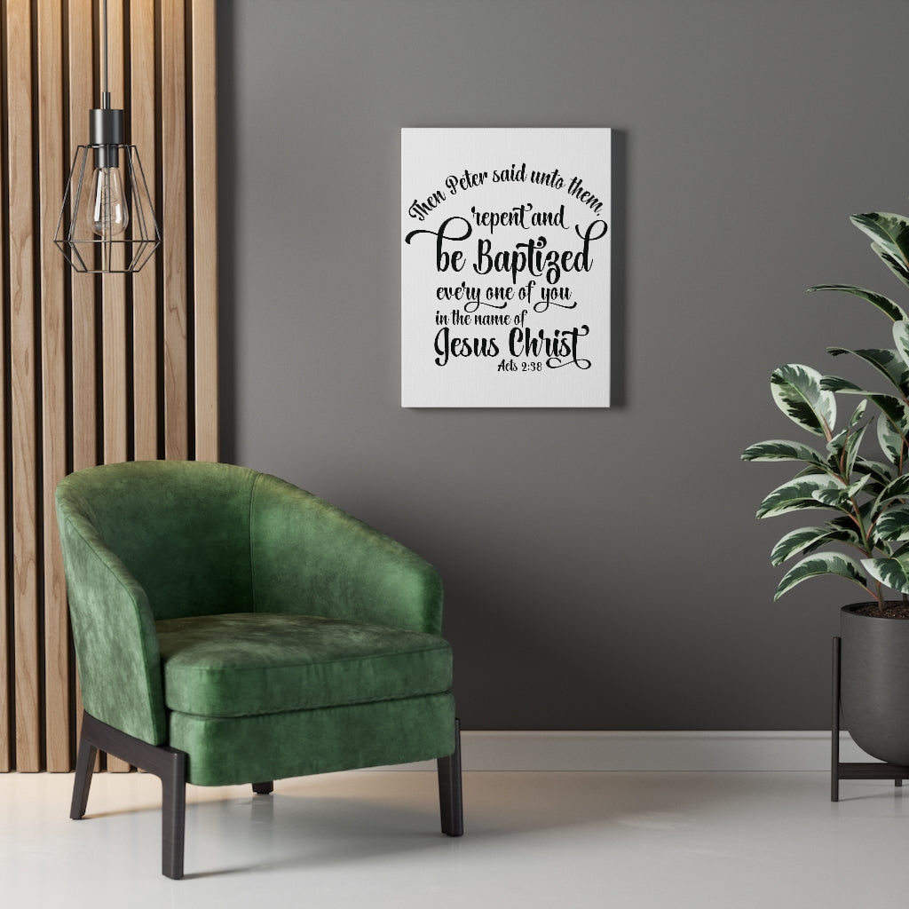 Scripture Walls Name Of Jesus Acts 2:38 Bible Verse Canvas Christian Wall Art Ready to Hang Unframed-Express Your Love Gifts