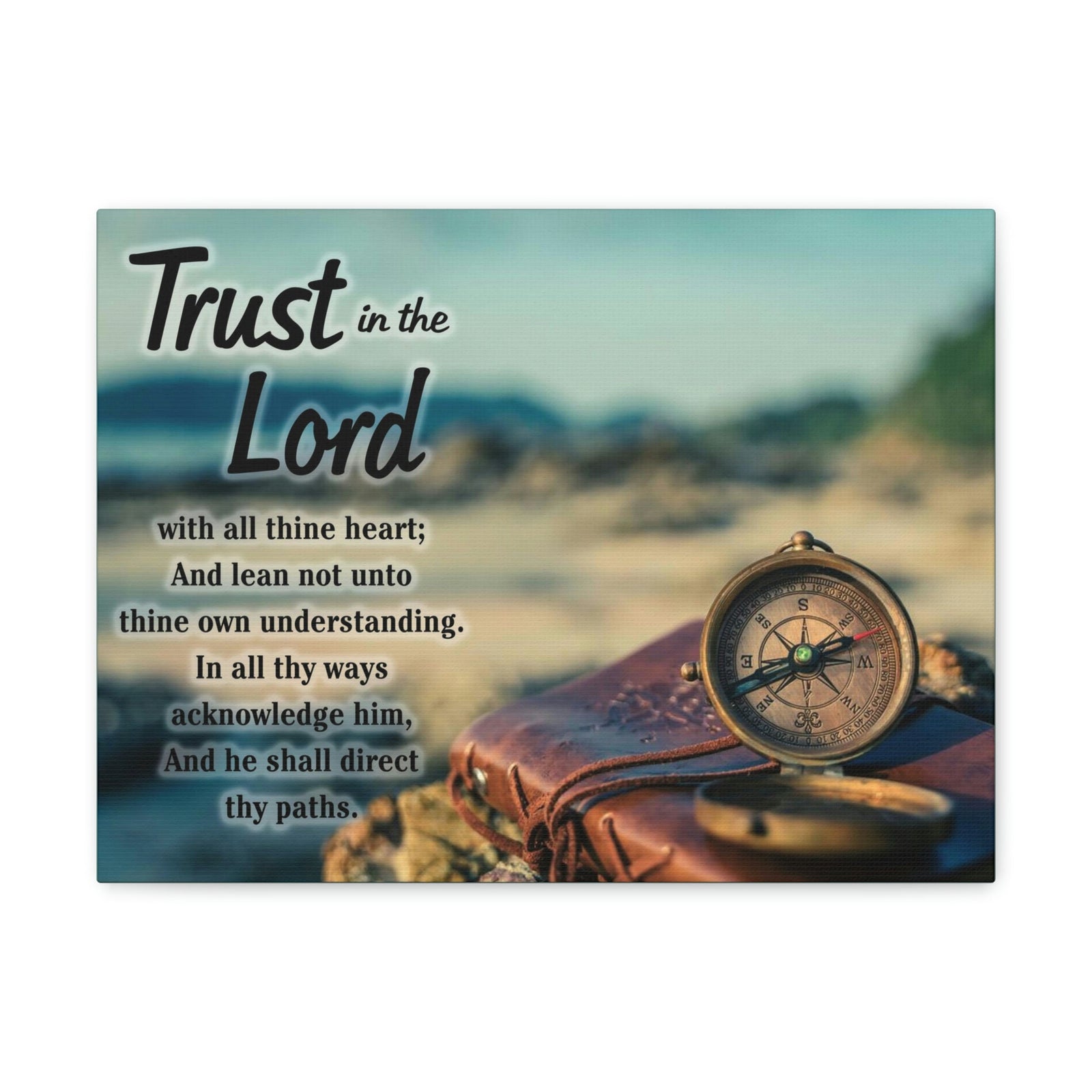 Scripture Walls Nautical Compass Proverbs 3:5 Bible Verse Canvas Christian Wall Art Ready to Hang Unframed-Express Your Love Gifts
