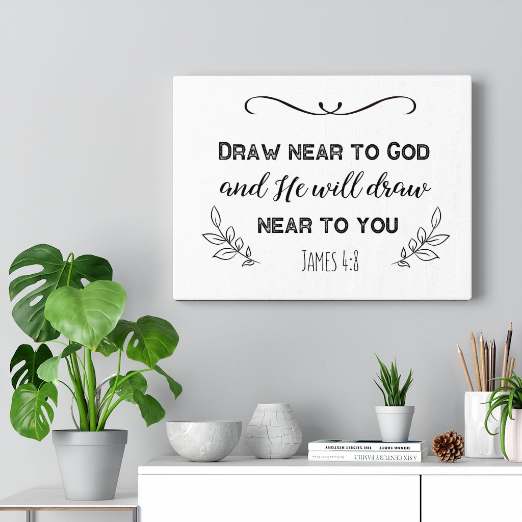 Scripture Walls Near To God James 4:8 Bible Verse Canvas Christian Wall Art Ready to Hang Unframed-Express Your Love Gifts