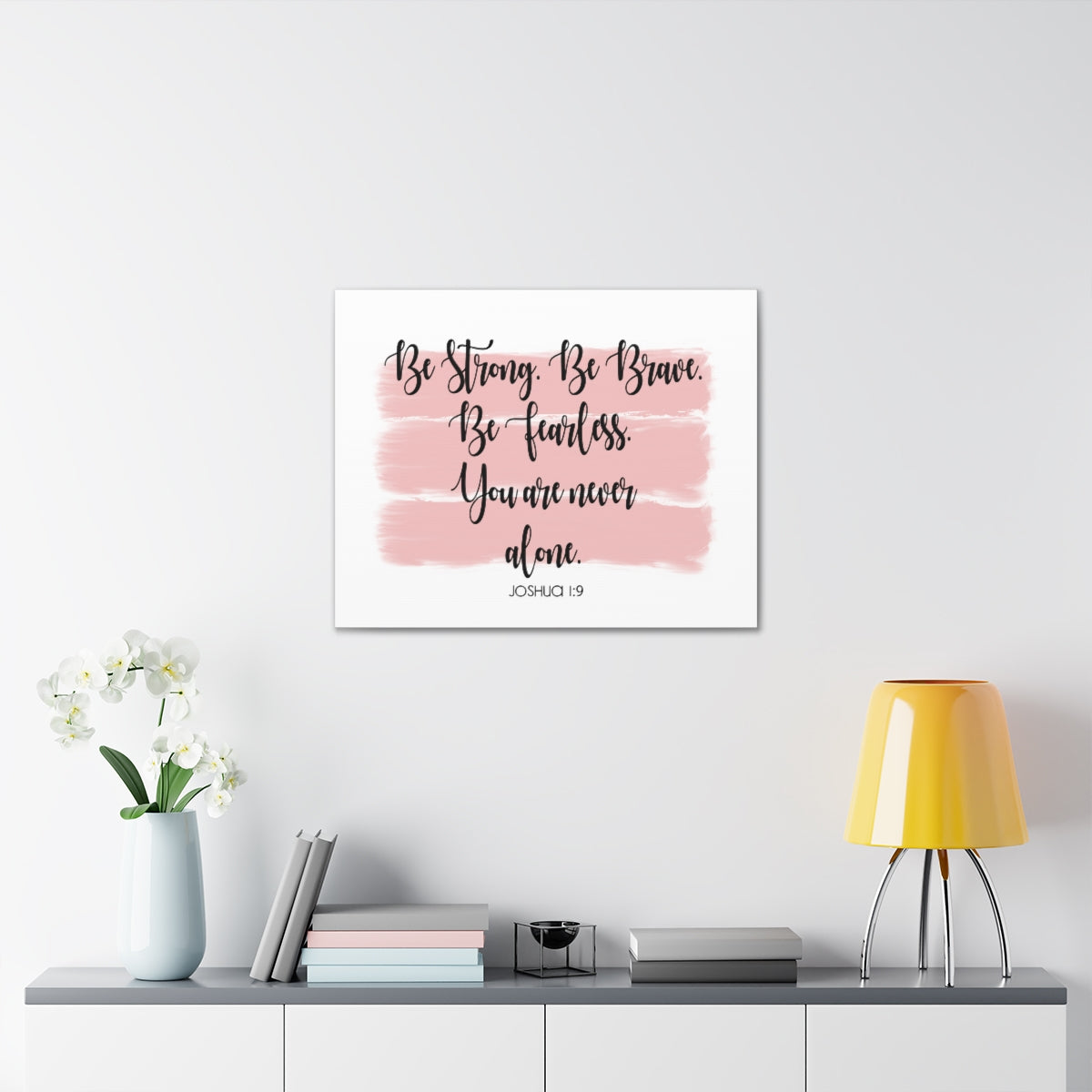 Scripture Walls Never Alone Joshua 1:9 Pink Bible Verse Canvas Christian Wall Art Ready to Hang Unframed-Express Your Love Gifts