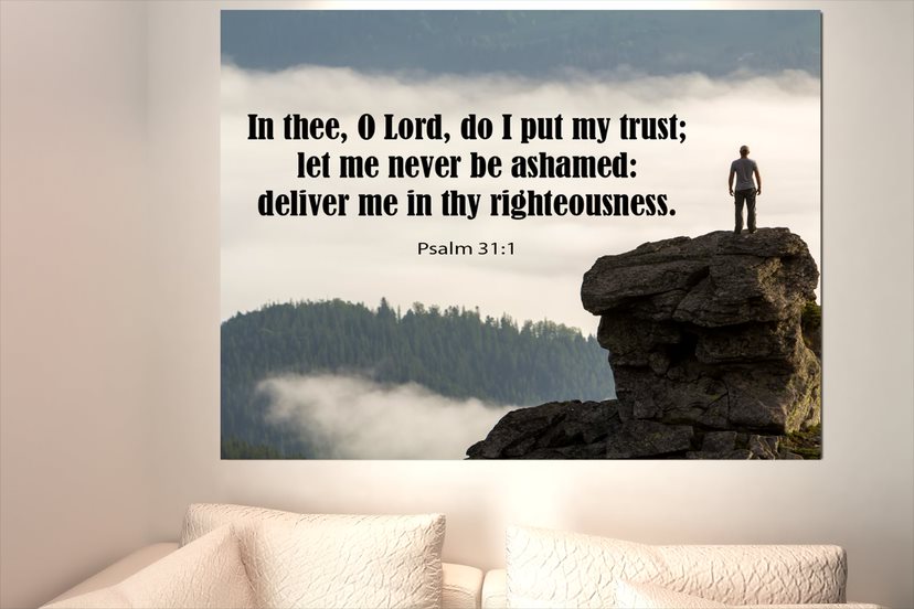 Scripture Walls Never Be Ashamed Psalm 31:1 Bible Verse Canvas Christian Wall Art Ready to Hang Unframed-Express Your Love Gifts