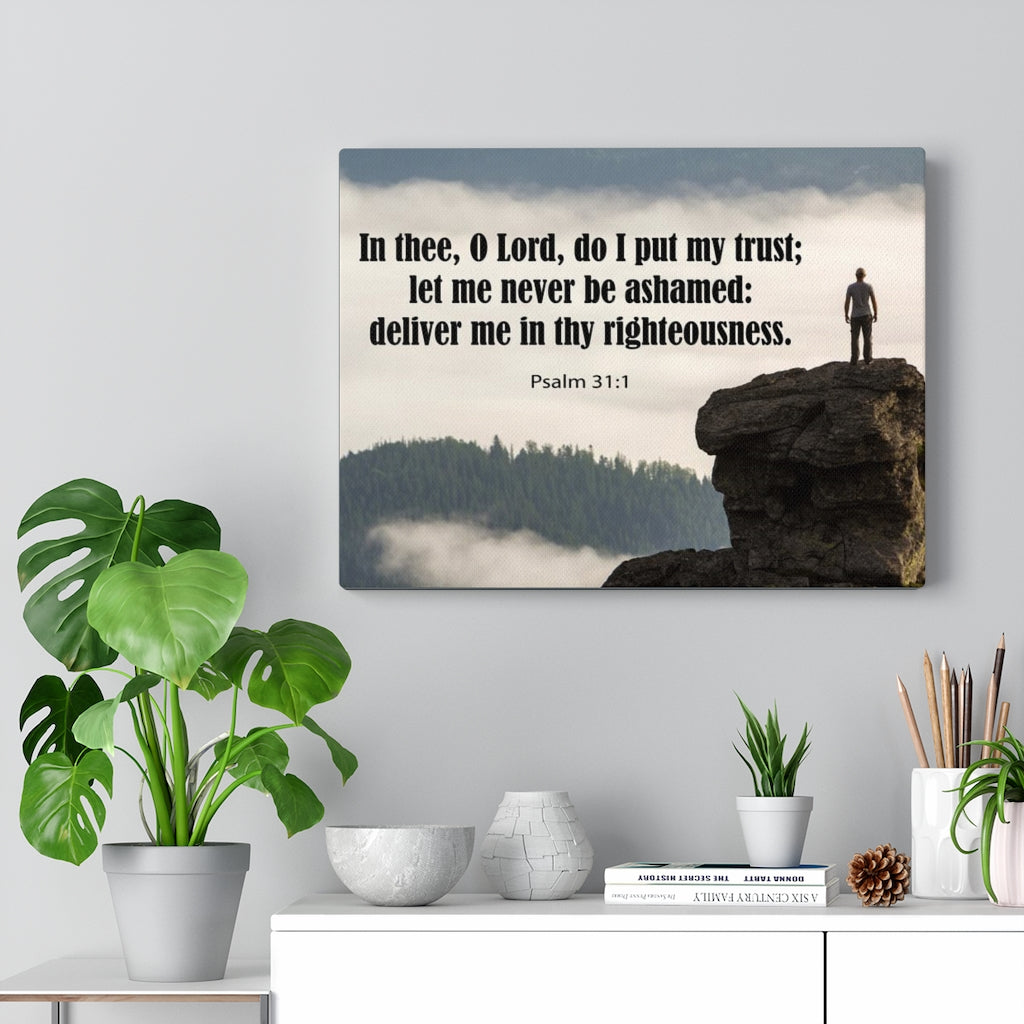 Scripture Walls Never Be Ashamed Psalm 31:1 Bible Verse Canvas Christian Wall Art Ready to Hang Unframed-Express Your Love Gifts