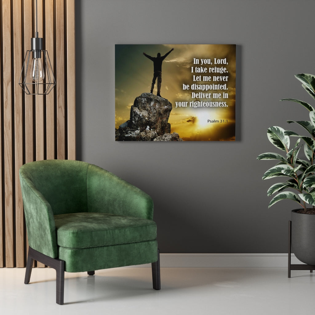 Scripture Walls Never Be Disappointed Psalm 31:1 Bible Verse Canvas Christian Wall Art Ready to Hang Unframed-Express Your Love Gifts