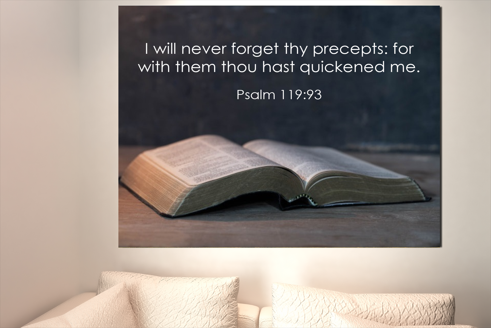 Scripture Walls Never Forget Thy Precepts Psalm 119:93 Bible Verse Canvas Christian Wall Art Ready to Hang Unframed-Express Your Love Gifts