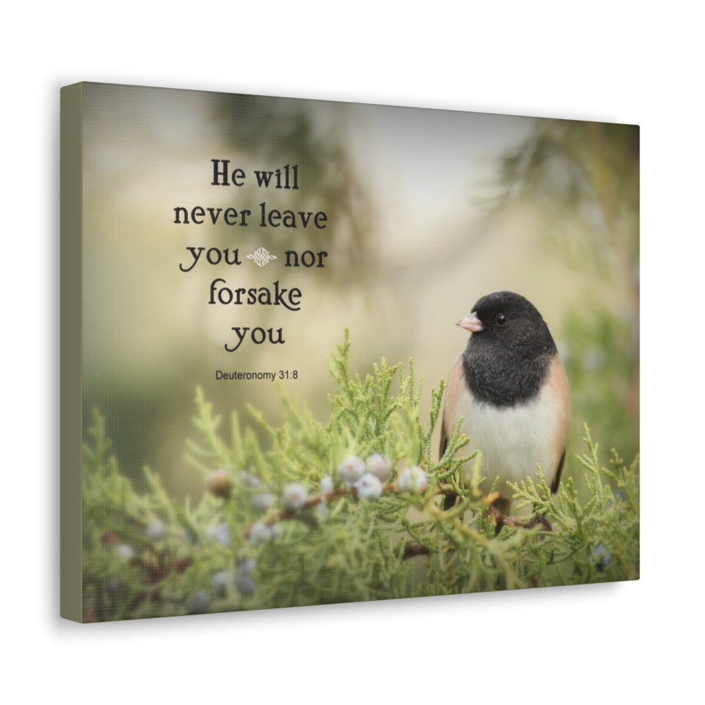 Scripture Walls Never Forsake Deuteronomy 31:8 Bible Verse Canvas Christian Wall Art Ready to Hang Unframed-Express Your Love Gifts