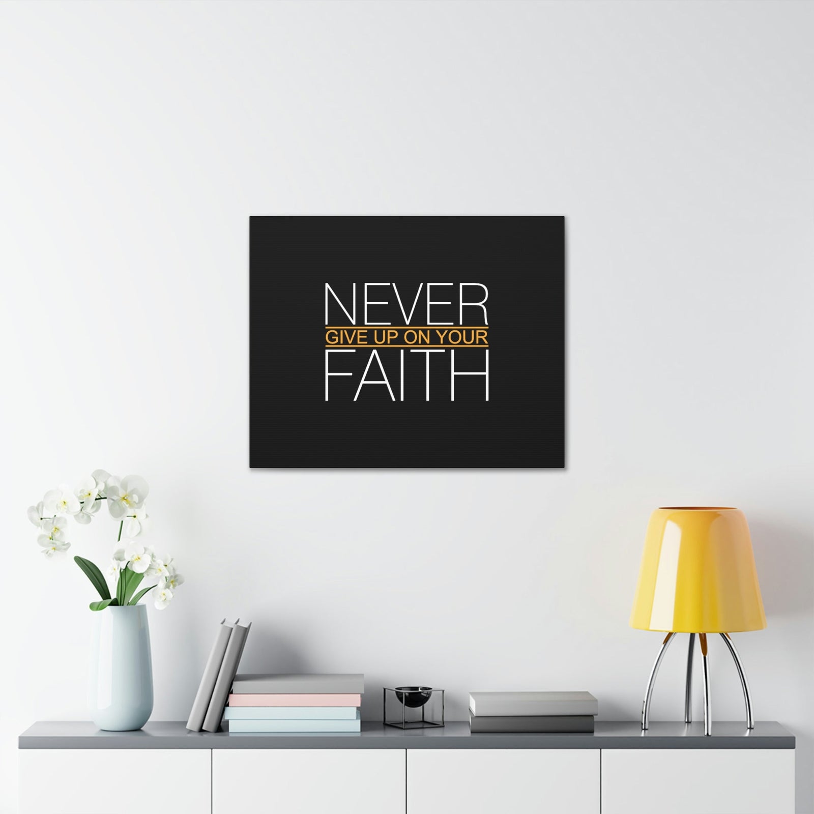 Scripture Walls Never Give Up On Your Faith Ephesians 2:8 Christian Wall Art Bible Verse Print Ready to Hang Unframed-Express Your Love Gifts