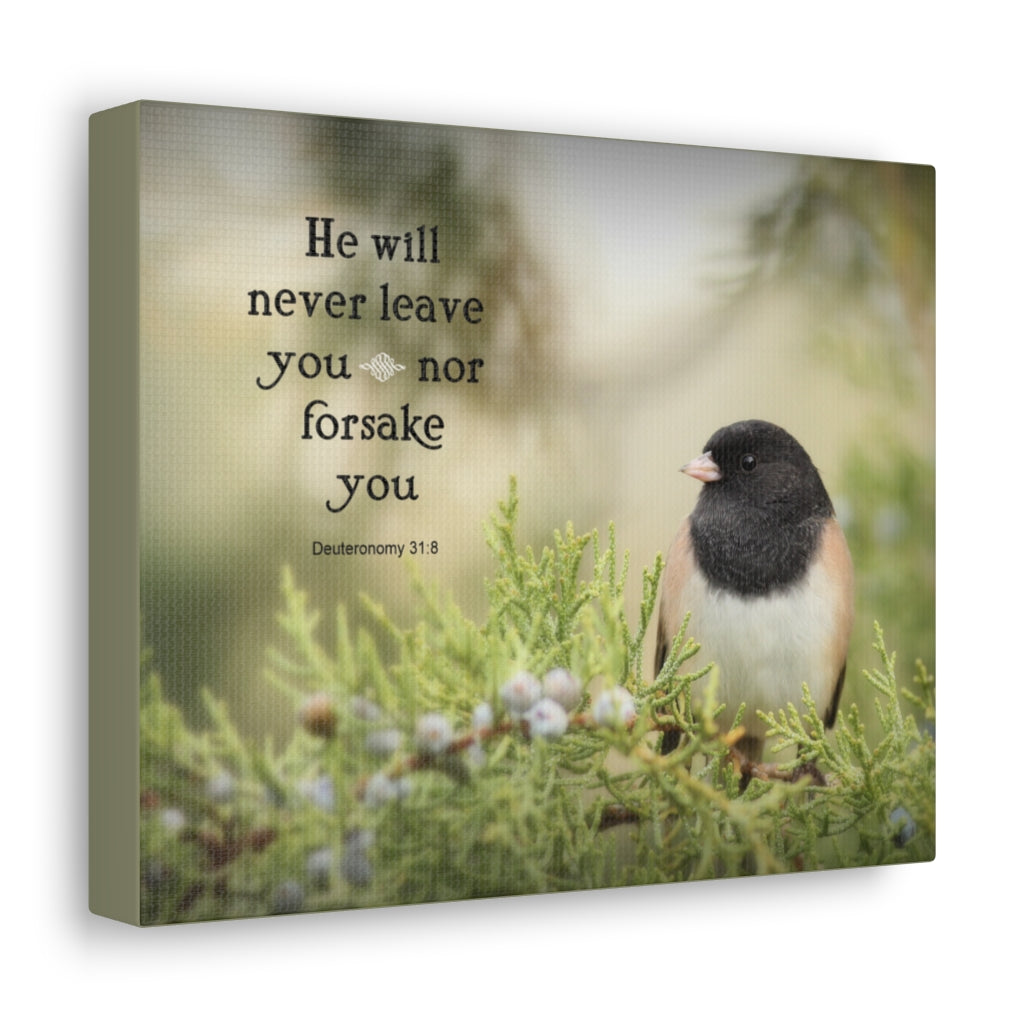 Scripture Walls Never Leave You Deuteronomy 31:8 Bible Verse Canvas Christian Wall Art Ready to Hang Unframed-Express Your Love Gifts