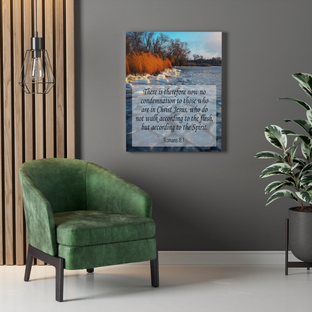 Scripture Walls New in Christ Romans 8:1 Bible Verse Canvas Christian Wall Art Ready to Hang Unframed-Express Your Love Gifts