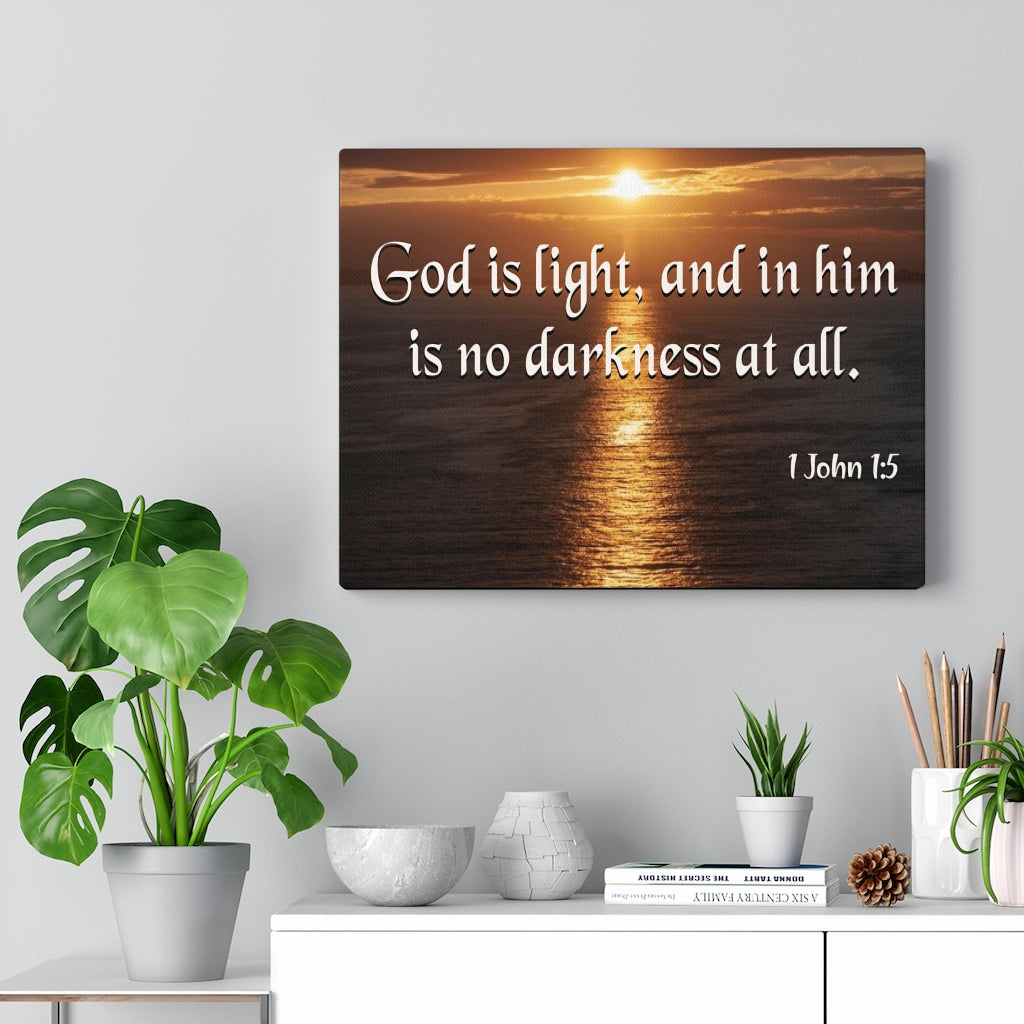 Scripture Walls No Darkness At All 1 John 1:5 Bible Verse Canvas Christian Wall Art Ready to Hang Unframed-Express Your Love Gifts