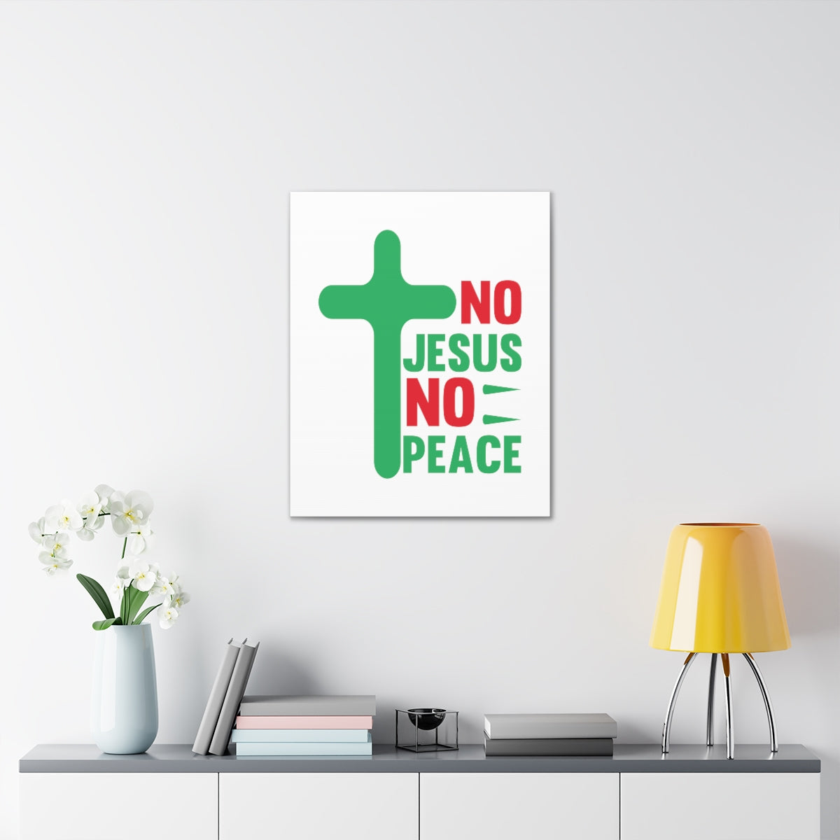 Scripture Walls No Jesus No Peace Romans 5:1 Cross Christian Wall Art Bible Verse Print Ready to Hang Unframed-Express Your Love Gifts