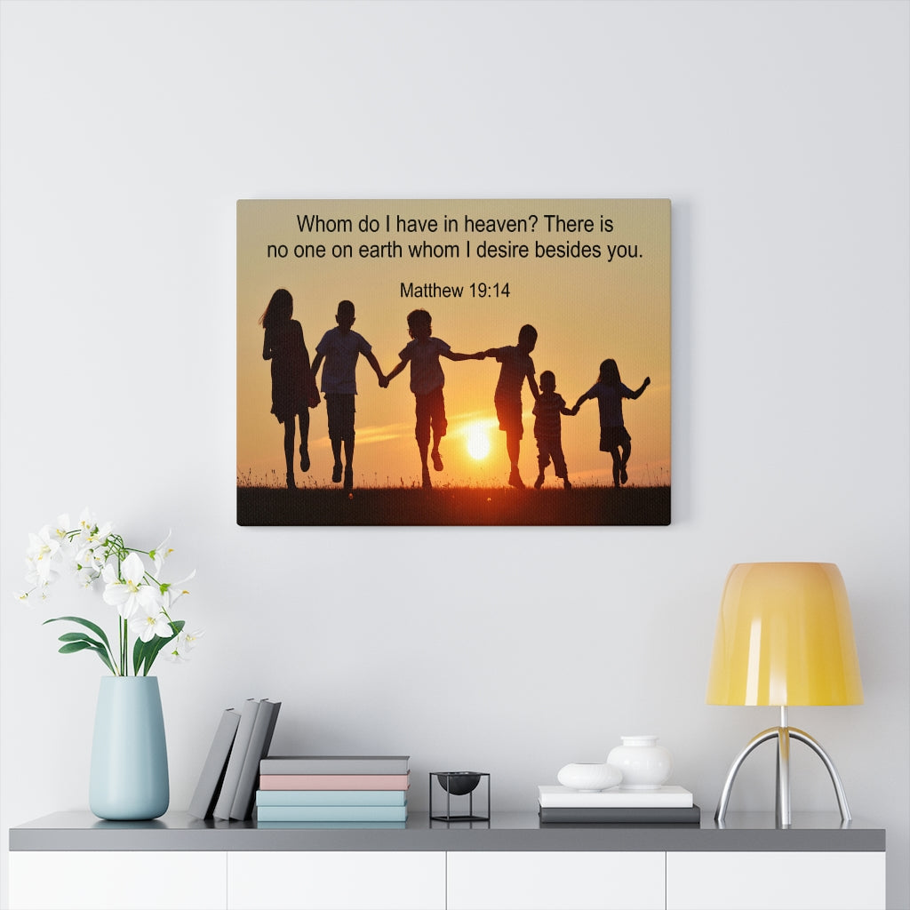 Scripture Walls No One On Earth Matthew 19:14 Bible Verse Canvas Christian Wall Art Ready to Hang Unframed-Express Your Love Gifts