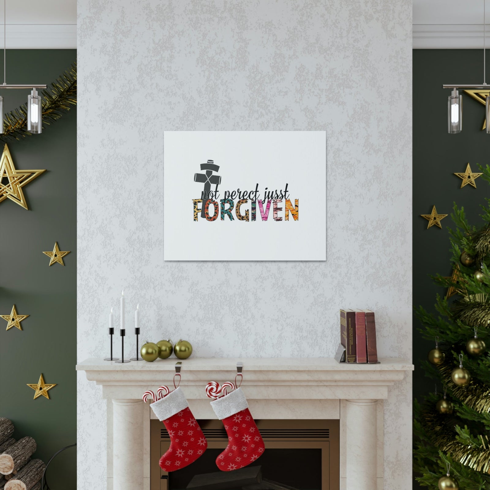 Scripture Walls Not Perfect, Just Forgiven 1 John 2:12 Colored Cross Christian Wall Art Bible Verse Print Ready to Hang Unframed-Express Your Love Gifts