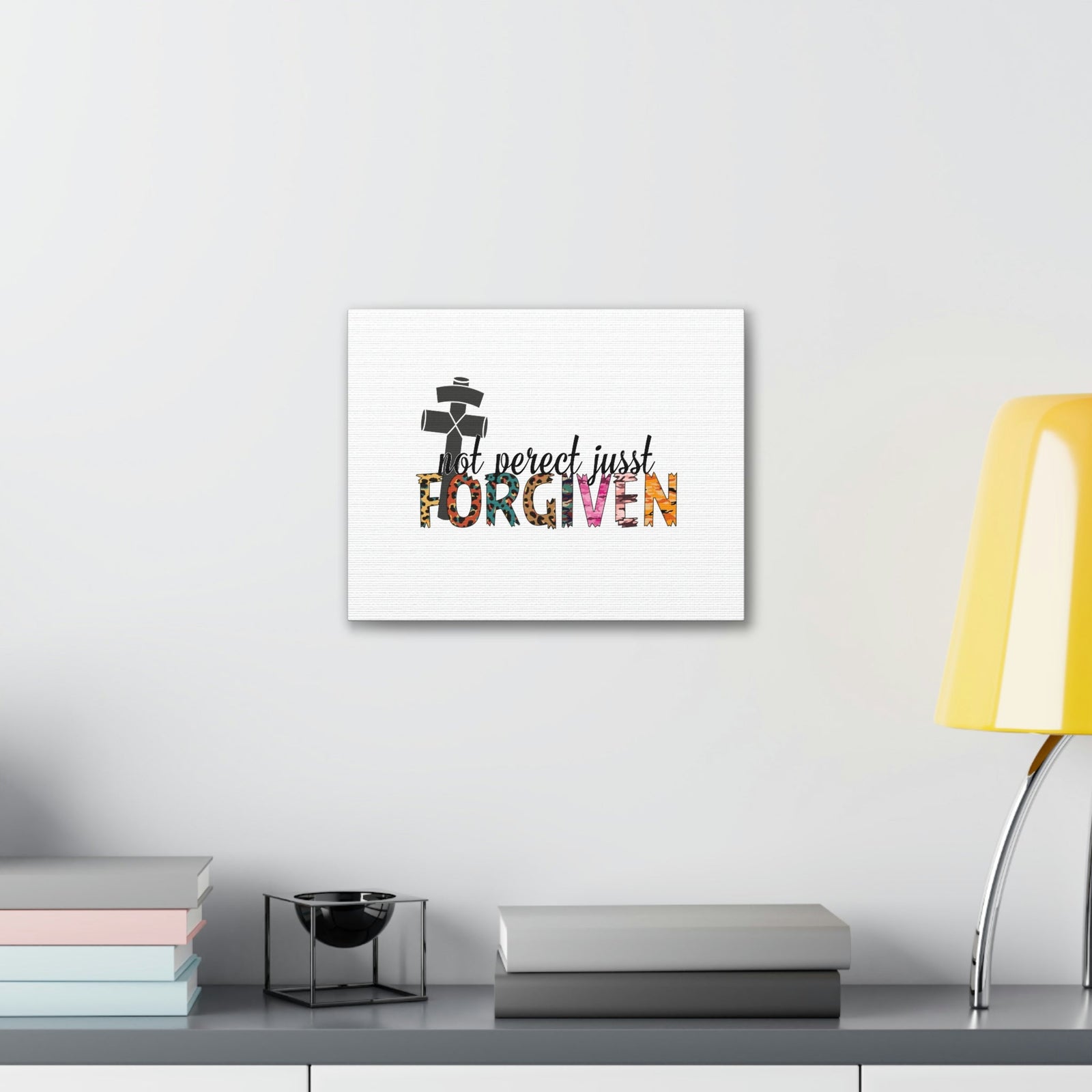 Scripture Walls Not Perfect, Just Forgiven 1 John 2:12 Colored Cross Christian Wall Art Bible Verse Print Ready to Hang Unframed-Express Your Love Gifts