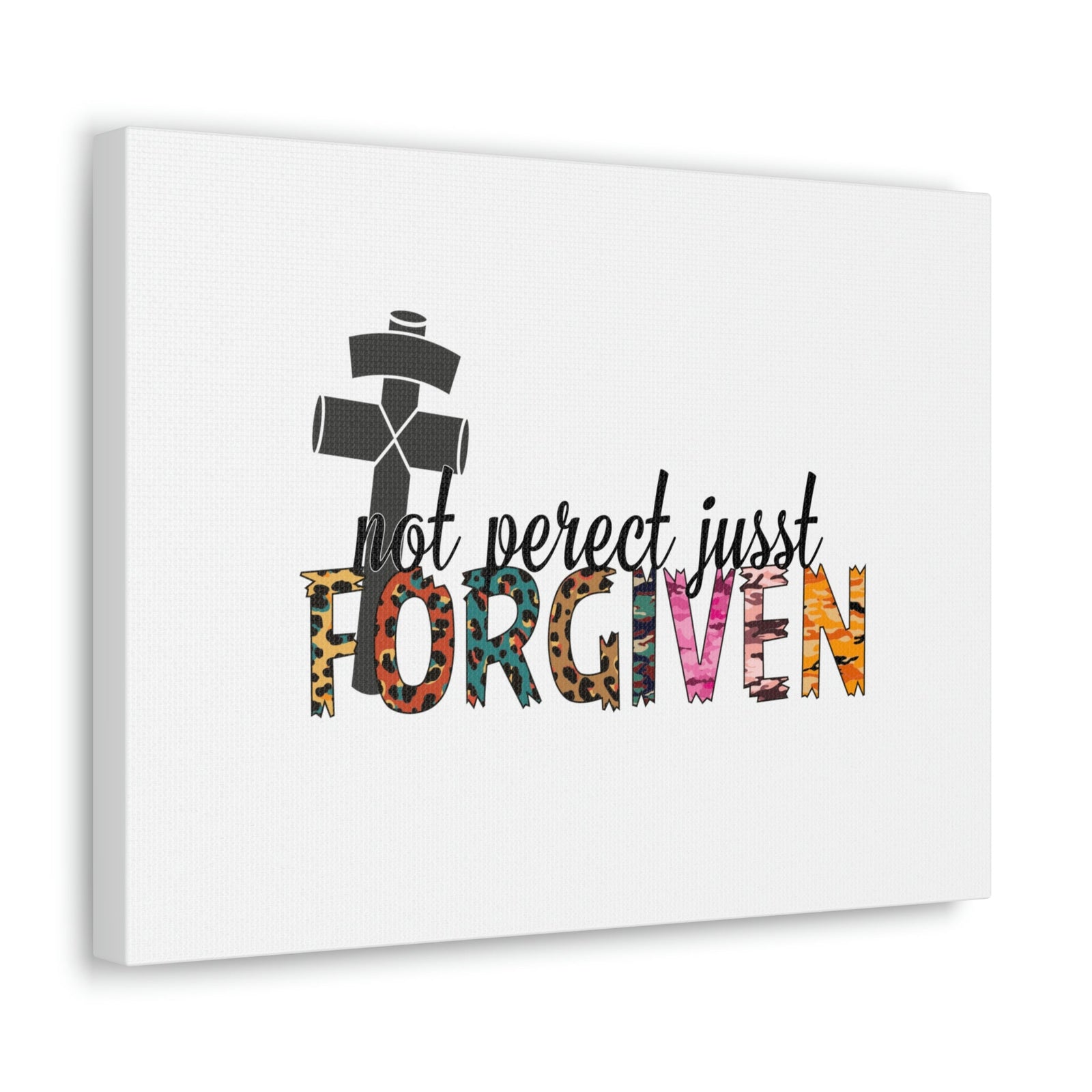 Scripture Walls Not Perfect, Just Forgiven 1 John 2:12 Colored Cross Christian Wall Art Bible Verse Print Ready to Hang Unframed-Express Your Love Gifts