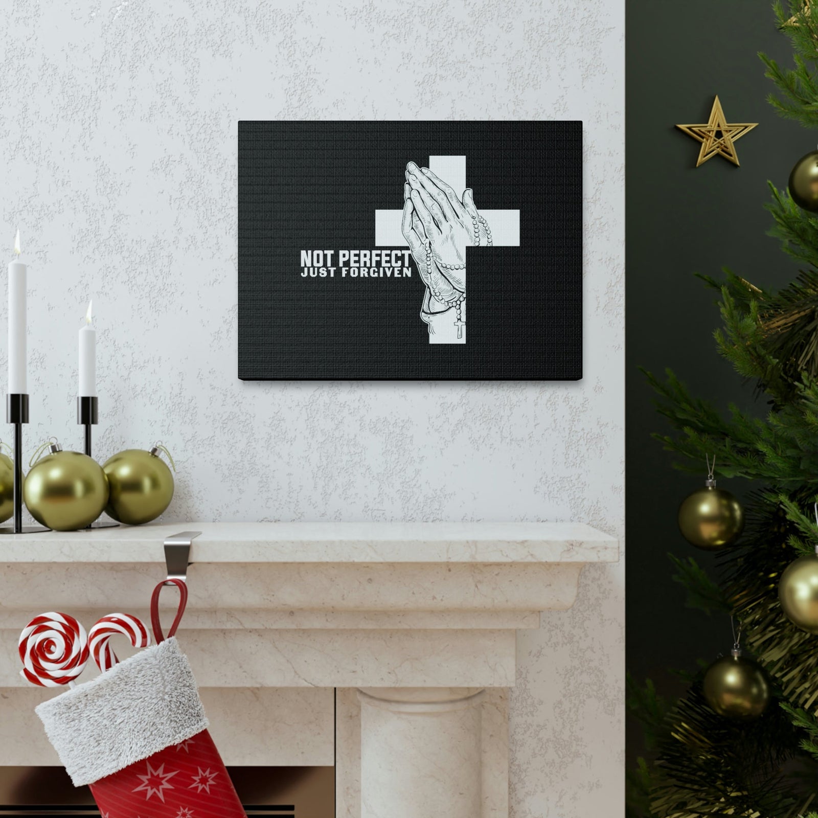 Scripture Walls Not Perfect Just Forgiven Romans 3:23 Rosary Christian Wall Art Bible Verse Print Ready to Hang Unframed-Express Your Love Gifts