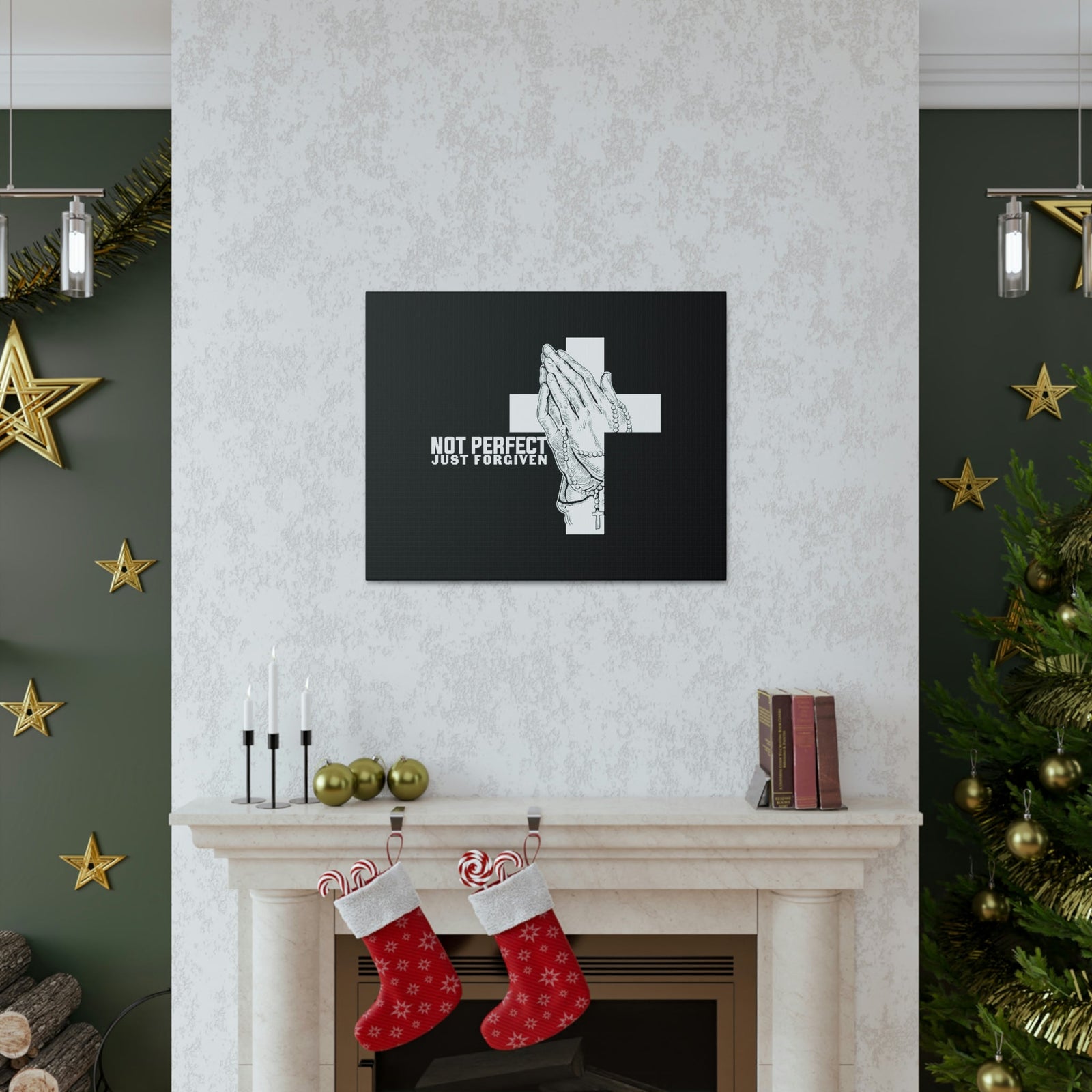 Scripture Walls Not Perfect Just Forgiven Romans 3:23 Rosary Christian Wall Art Bible Verse Print Ready to Hang Unframed-Express Your Love Gifts