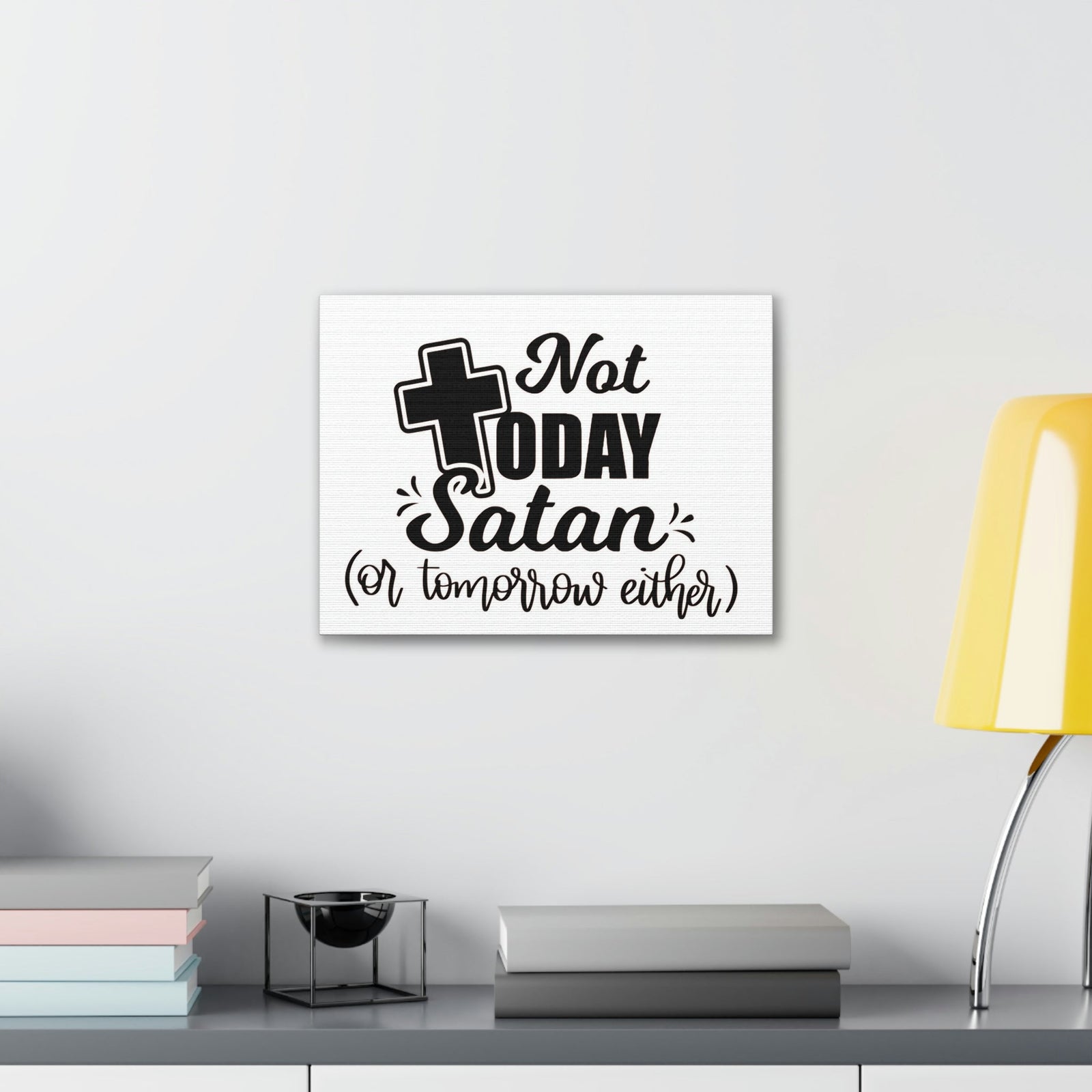 Scripture Walls Not Today Satan 1 Corinthians 10:13 Bible Verse Canvas Christian Wall Art Ready to Hang Unframed-Express Your Love Gifts