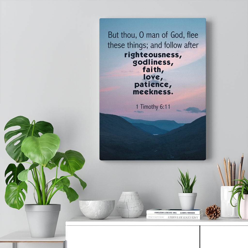 Scripture Walls O Man of God 1 Timothy 6:11 Bible Verse Canvas Christian Wall Art Ready to Hang Unframed-Express Your Love Gifts