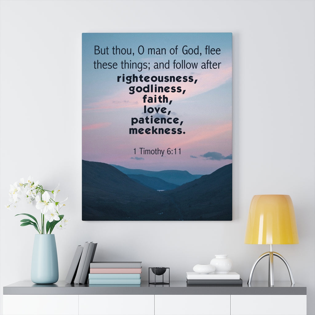 Scripture Walls O Man of God 1 Timothy 6:11 Bible Verse Canvas Christian Wall Art Ready to Hang Unframed-Express Your Love Gifts