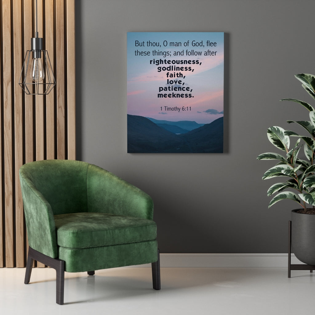 Scripture Walls O Man of God 1 Timothy 6:11 Bible Verse Canvas Christian Wall Art Ready to Hang Unframed-Express Your Love Gifts