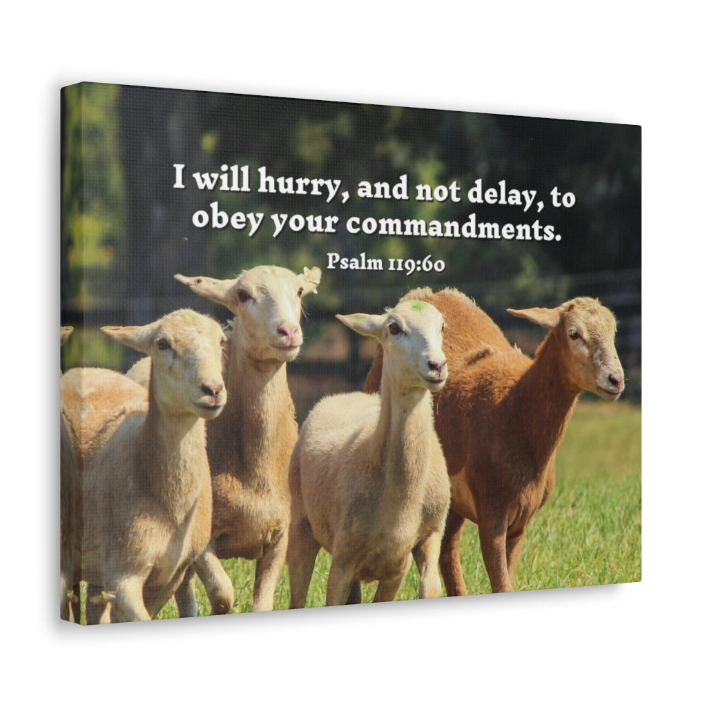 Scripture Walls Obey Your Commandments Psalm 119:60 Bible Verse Canvas Christian Wall Art Ready to Hang Unframed-Express Your Love Gifts