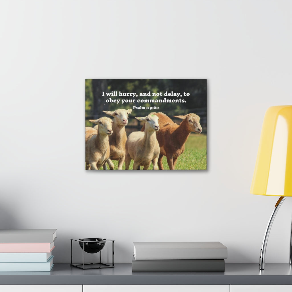 Scripture Walls Obey Your Commandments Psalm 119:60 Bible Verse Canvas Christian Wall Art Ready to Hang Unframed-Express Your Love Gifts