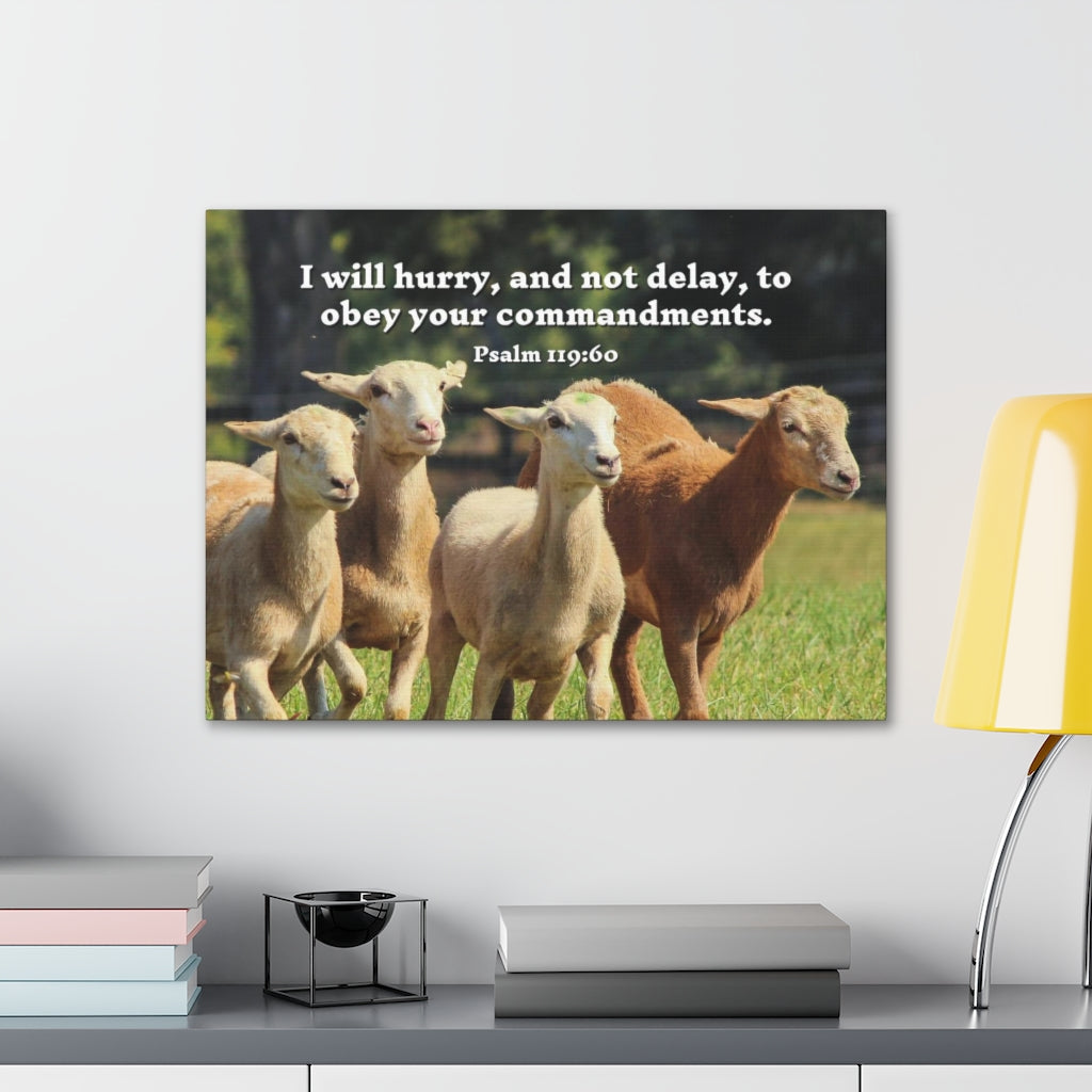 Scripture Walls Obey Your Commandments Psalm 119:60 Bible Verse Canvas Christian Wall Art Ready to Hang Unframed-Express Your Love Gifts