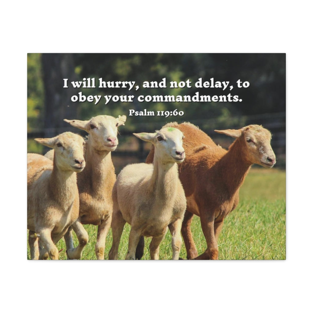 Scripture Walls Obey Your Commandments Psalm 119:60 Bible Verse Canvas Christian Wall Art Ready to Hang Unframed-Express Your Love Gifts