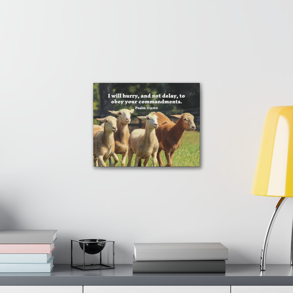 Scripture Walls Obey Your Commandments Psalm 119:60 Bible Verse Canvas Christian Wall Art Ready to Hang Unframed-Express Your Love Gifts