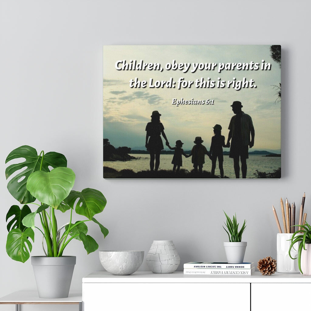 Scripture Walls Obey Your PArents Ephesians 6:1 Bible Verse Canvas Christian Wall Art Ready to Hang Unframed-Express Your Love Gifts