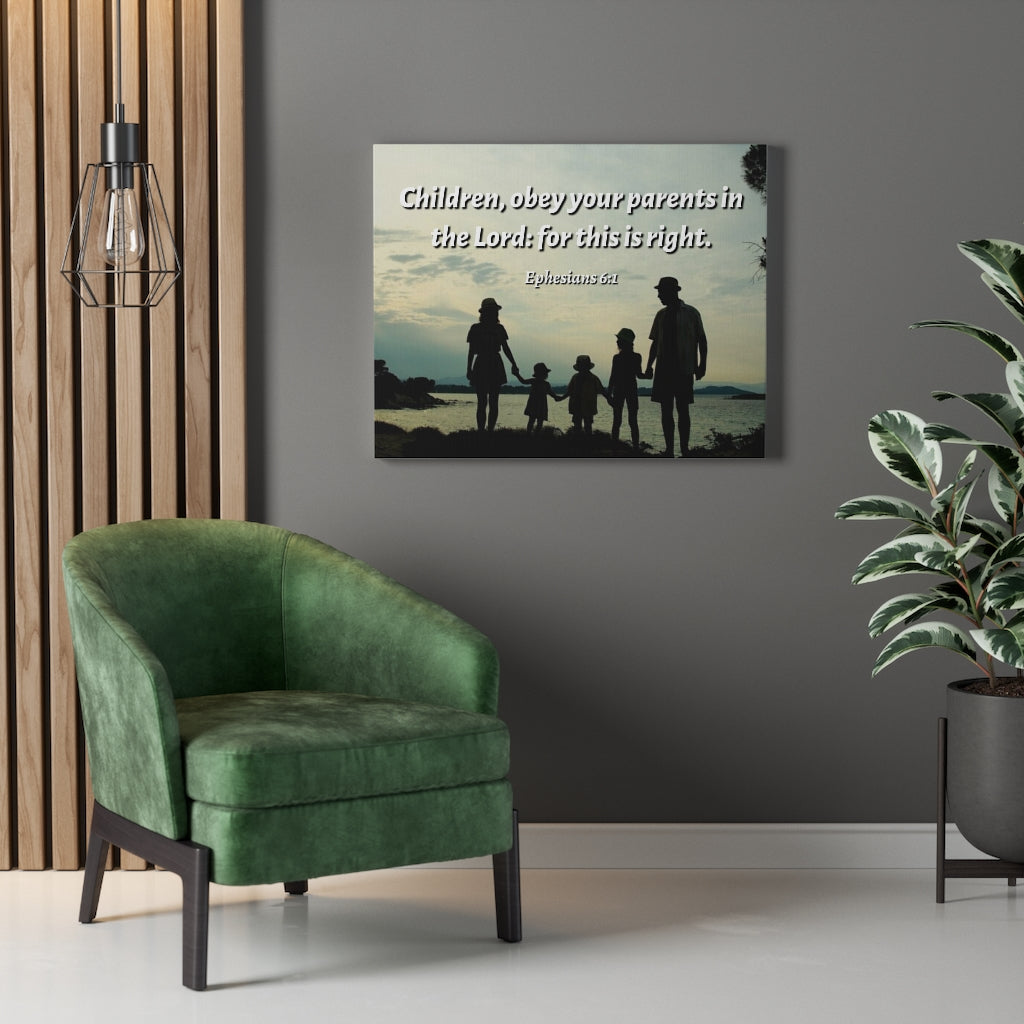 Scripture Walls Obey Your PArents Ephesians 6:1 Bible Verse Canvas Christian Wall Art Ready to Hang Unframed-Express Your Love Gifts