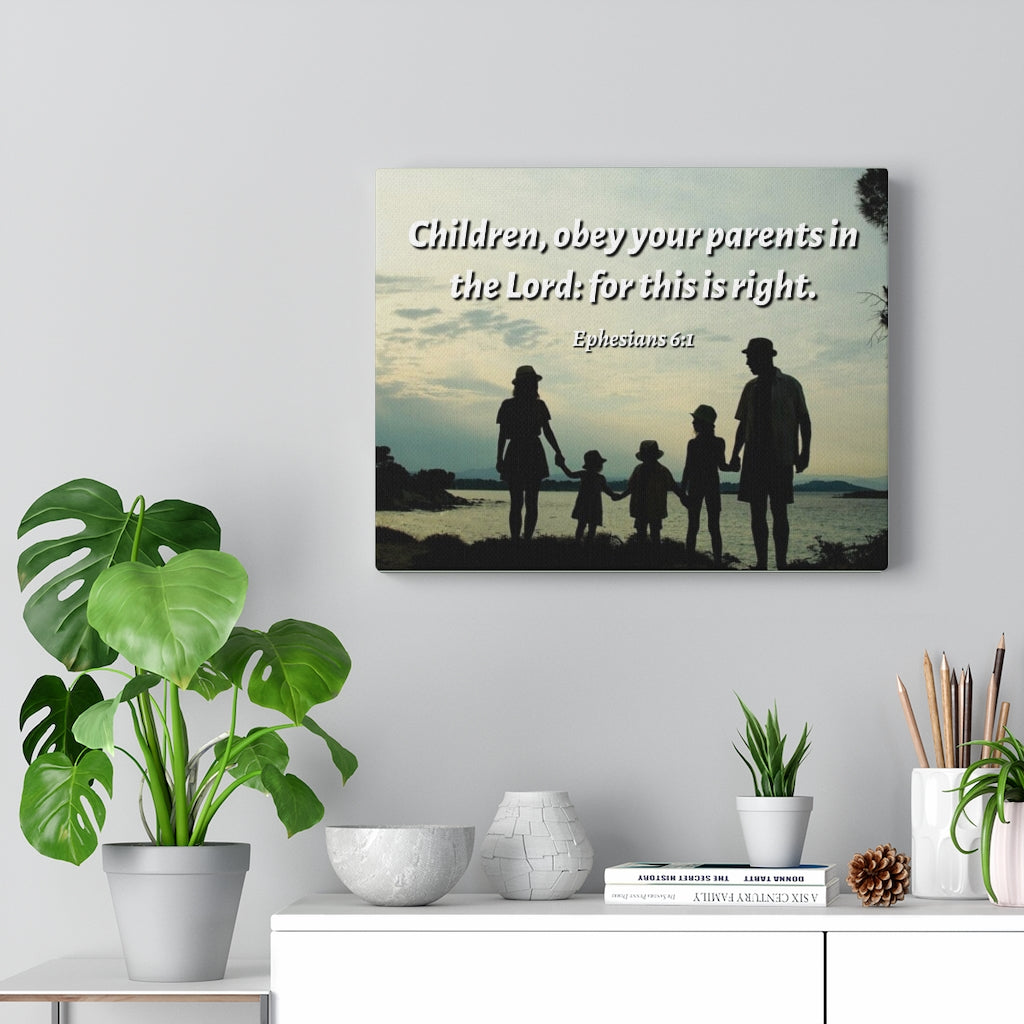 Scripture Walls Obey Your PArents Ephesians 6:1 Bible Verse Canvas Christian Wall Art Ready to Hang Unframed-Express Your Love Gifts