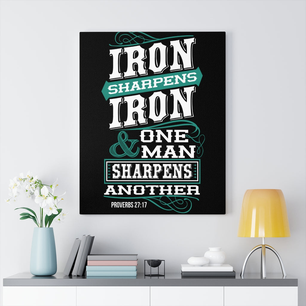Scripture Walls One Man Sharpens Another Proverbs 27:17 Bible Verse Canvas Christian Wall Art Ready to Hang Unframed-Express Your Love Gifts