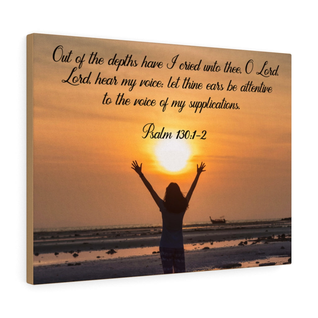 Scripture Walls Out of The Depths Psalm 130:1-2 Bible Verse Canvas Christian Wall Art Ready to Hang Unframed-Express Your Love Gifts