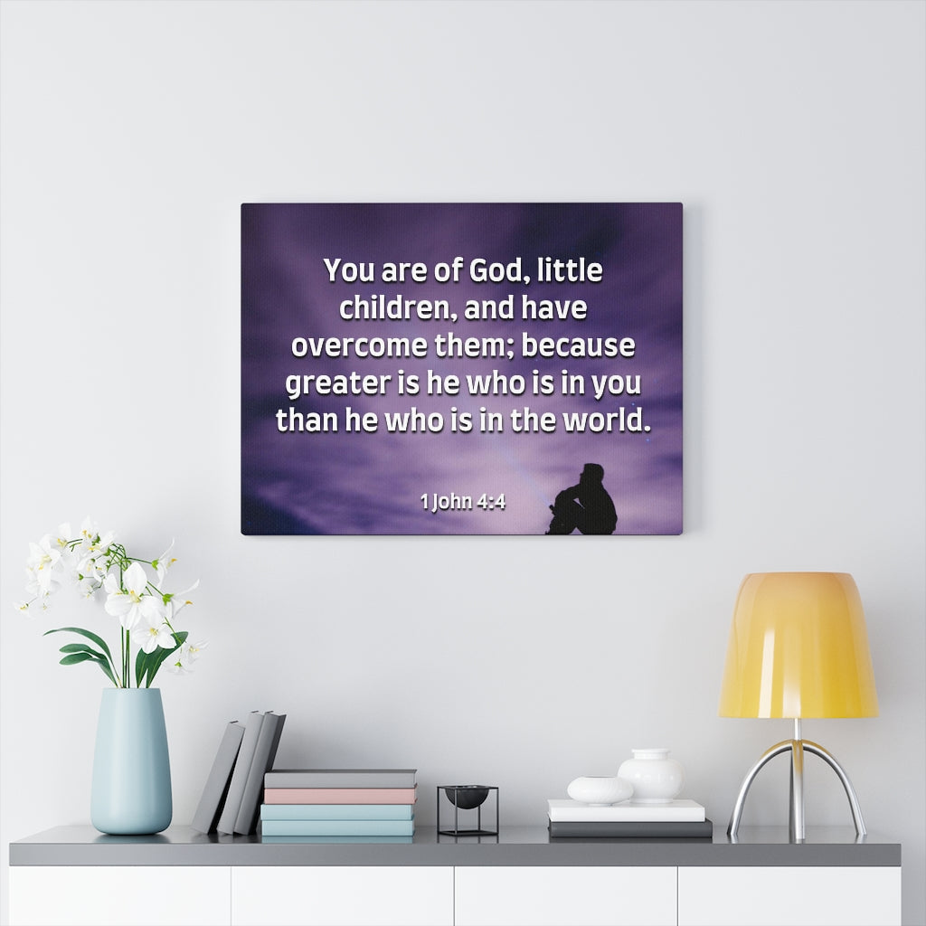 Scripture Walls Overcome 1 John 4:4 Bible Verse Canvas Christian Wall Art Ready to Hang Unframed-Express Your Love Gifts