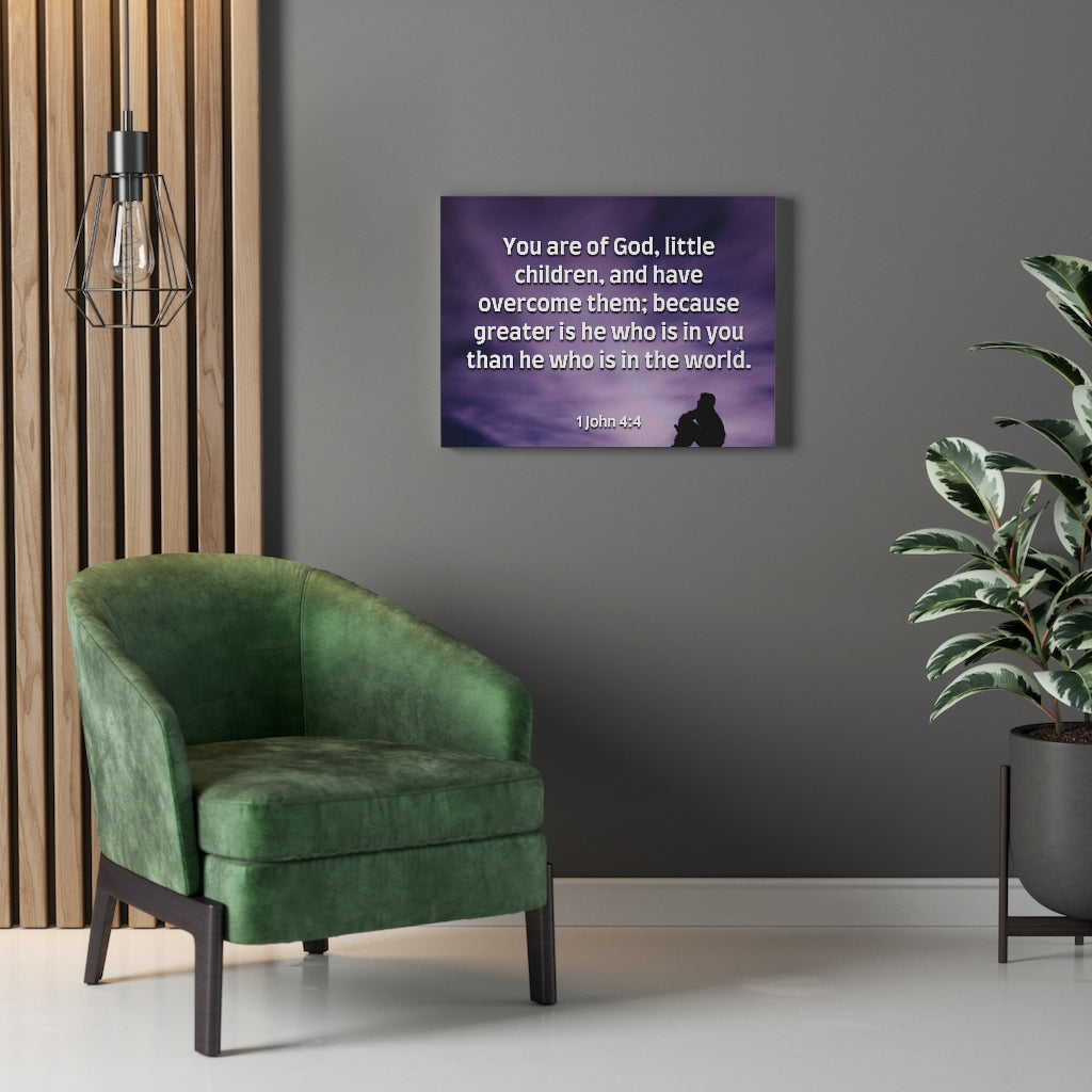 Scripture Walls Overcome 1 John 4:4 Bible Verse Canvas Christian Wall Art Ready to Hang Unframed-Express Your Love Gifts