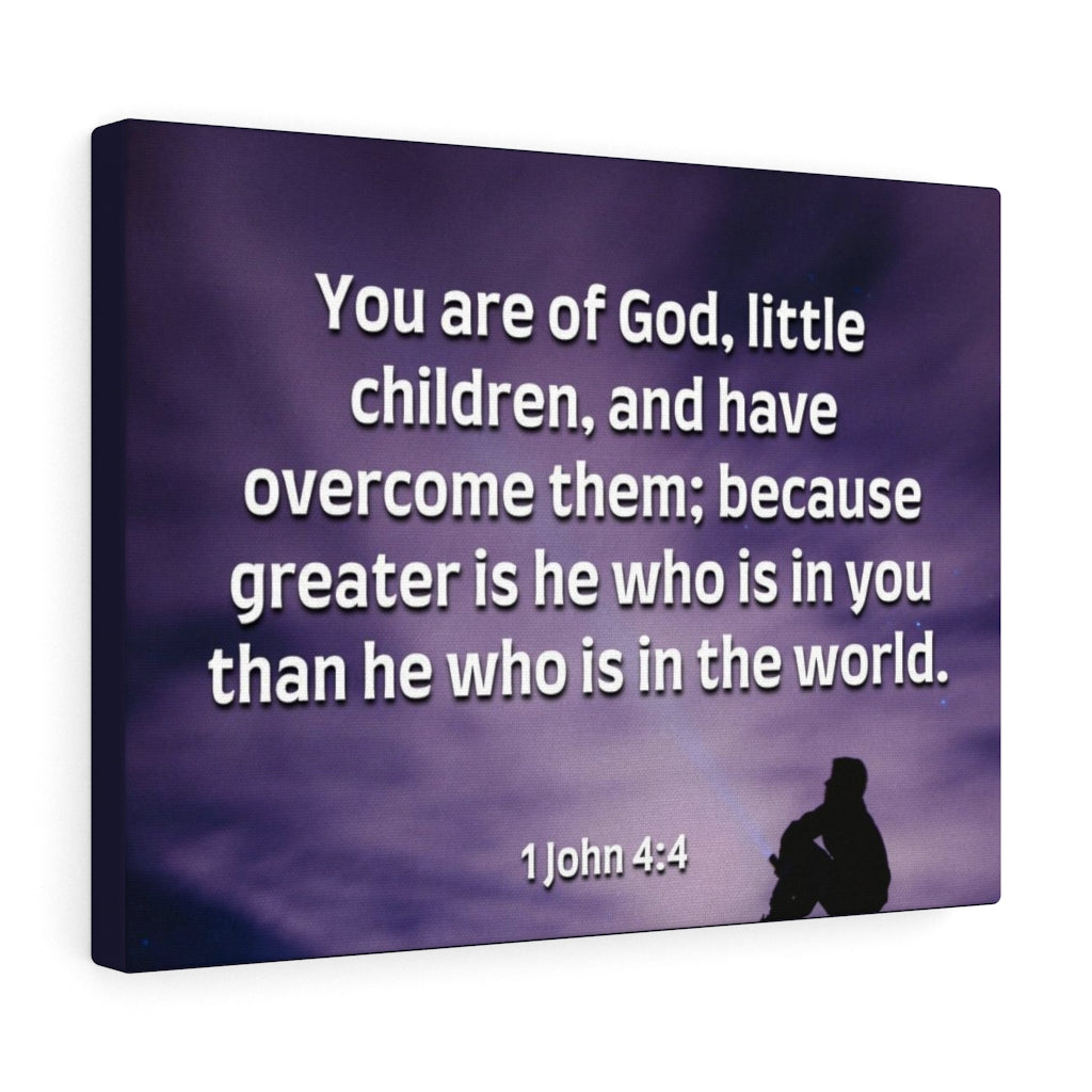 Scripture Walls Overcome 1 John 4:4 Bible Verse Canvas Christian Wall Art Ready to Hang Unframed-Express Your Love Gifts