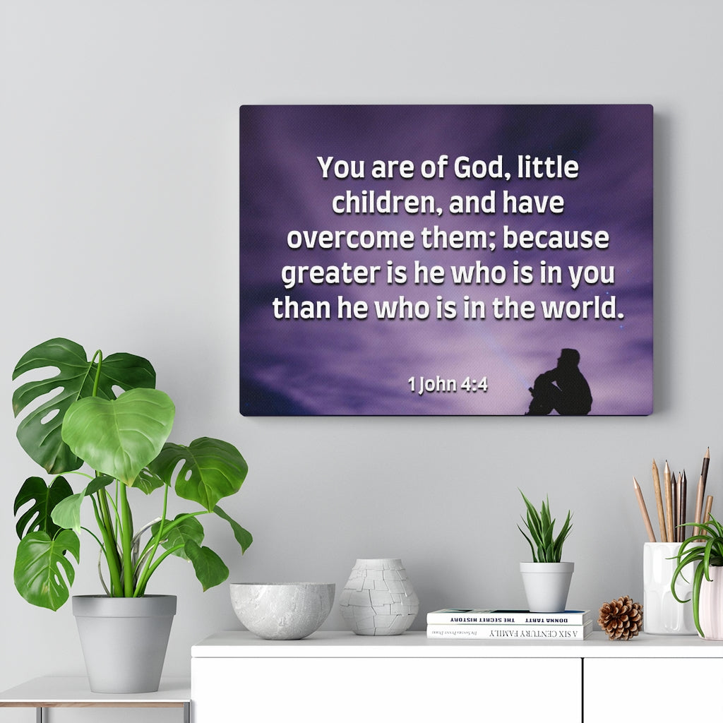 Scripture Walls Overcome 1 John 4:4 Bible Verse Canvas Christian Wall Art Ready to Hang Unframed-Express Your Love Gifts