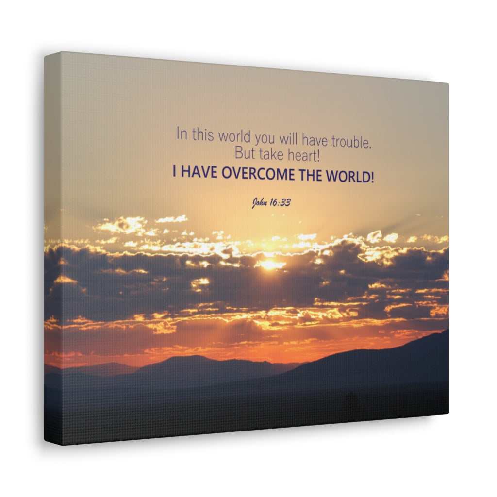 Scripture Walls Overcome The World John 16:33 Bible Verse Canvas Christian Wall Art Ready to Hang Unframed-Express Your Love Gifts