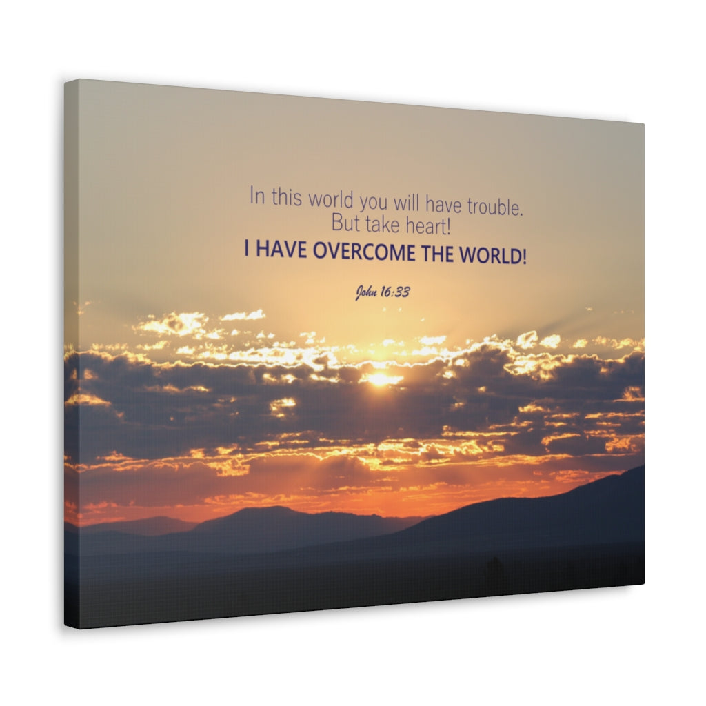 Scripture Walls Overcome The World John 16:33 Bible Verse Canvas Christian Wall Art Ready to Hang Unframed-Express Your Love Gifts