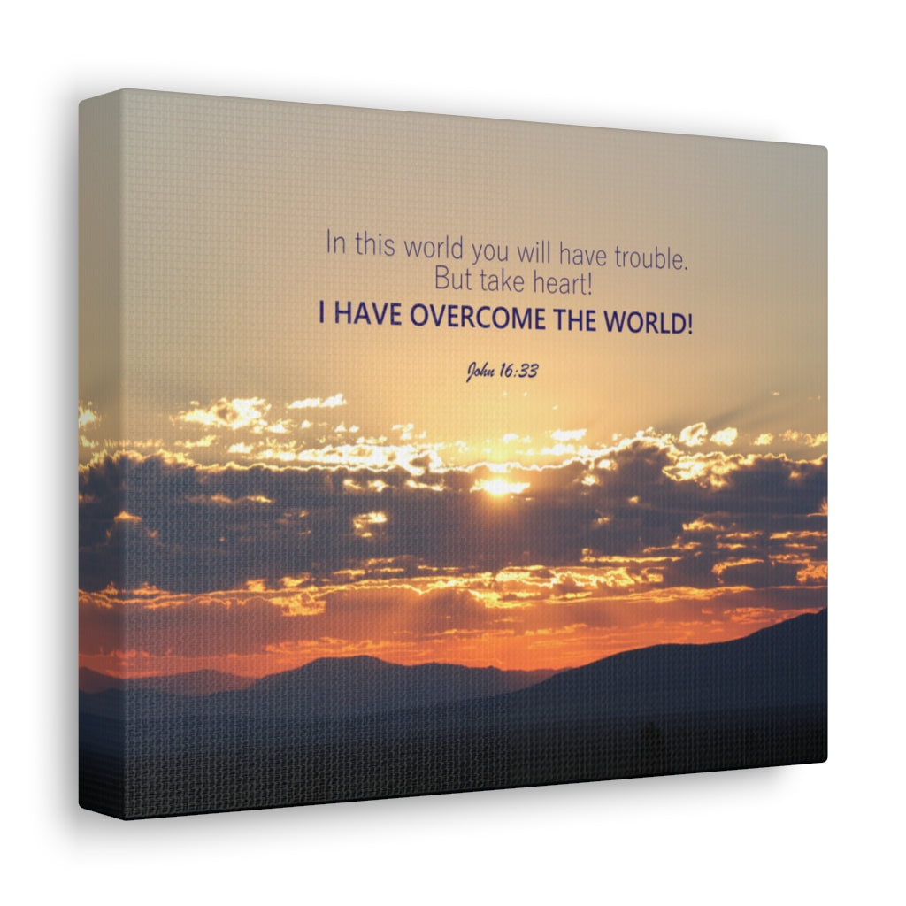 Scripture Walls Overcome The World John 16:33 Bible Verse Canvas Christian Wall Art Ready to Hang Unframed-Express Your Love Gifts
