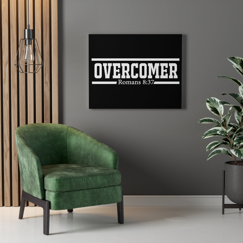 Scripture Walls Overcomer Black Romans 8:37 Bible Verse Canvas Christian Wall Art Ready to Hang Unframed-Express Your Love Gifts