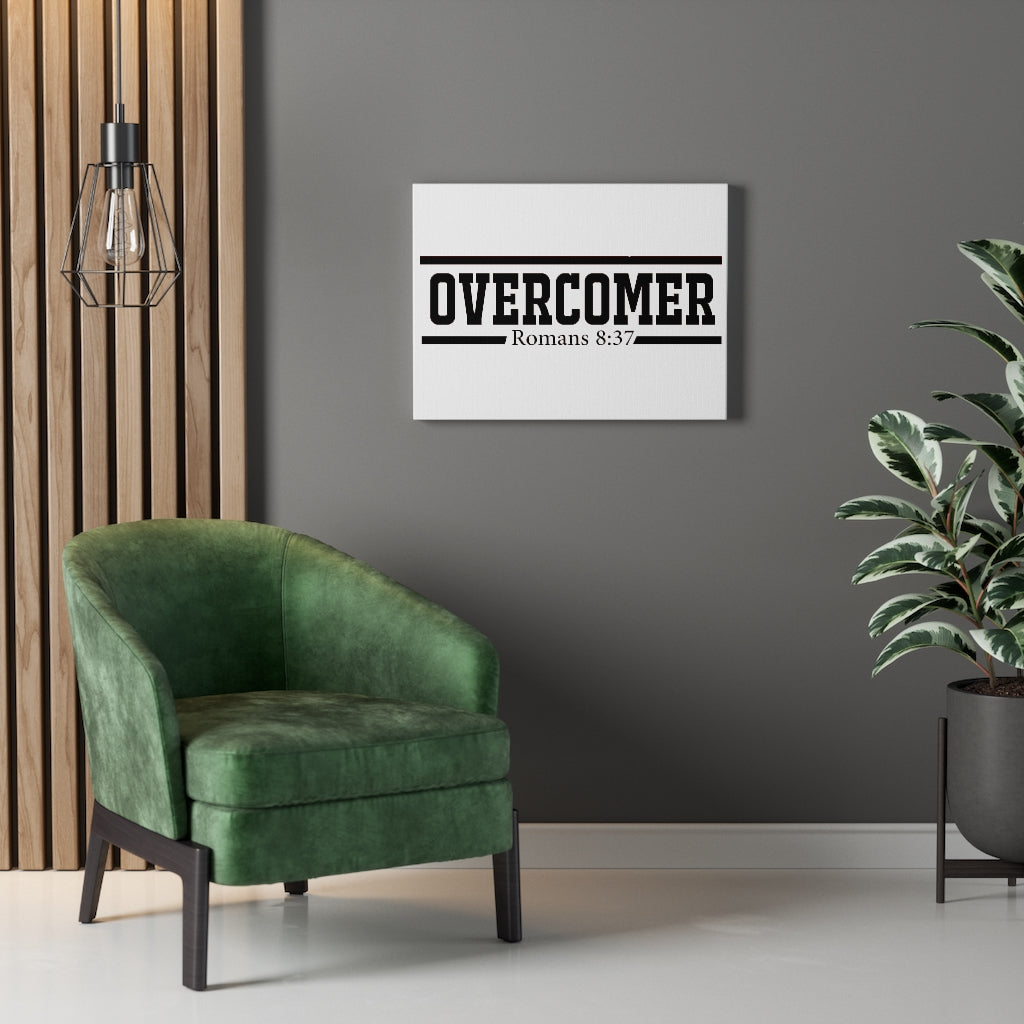 Scripture Walls Overcomer White Romans 8:37 Bible Verse Canvas Christian Wall Art Ready to Hang Unframed-Express Your Love Gifts
