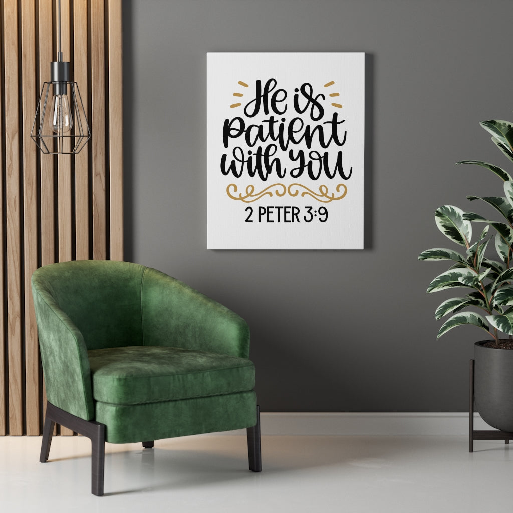 Scripture Walls Patient 2 Peter 3:9 Bible Verse Canvas Christian Wall Art Ready to Hang Unframed-Express Your Love Gifts