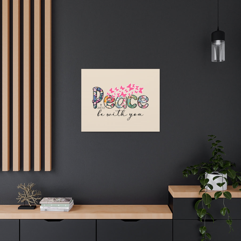 Scripture Walls Peace Be With You John 20:21 Butterfly Bible Verse Canvas Christian Wall Art Ready to Hang Unframed-Express Your Love Gifts